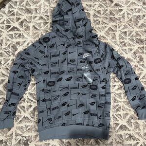 Nike Kids Black and Gray Patterned Hoodie